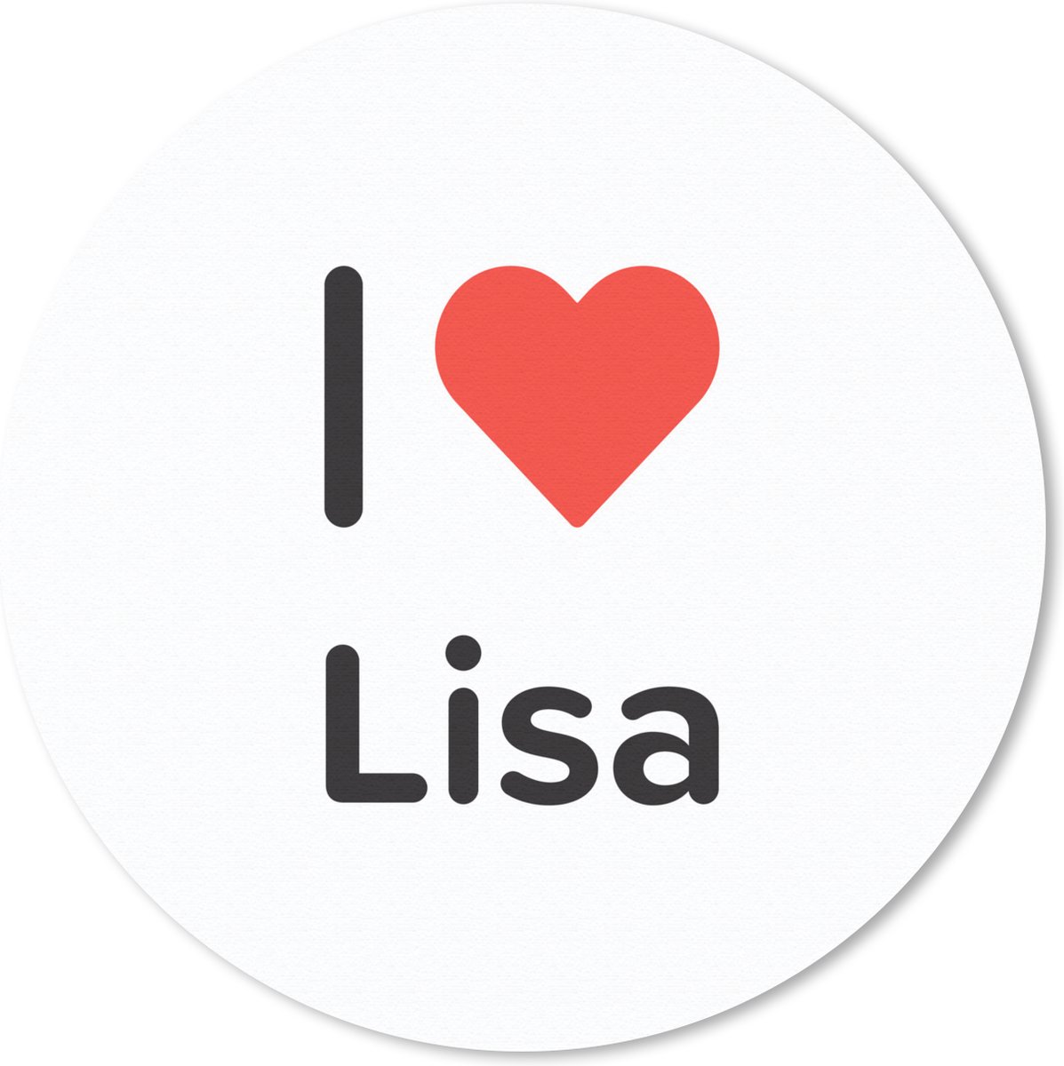 Muismat rond 50x50 cm - Mousepad I love - Lisa - Meisje - Ronde muismatten