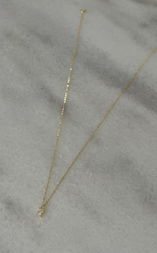 Marie-Lin Jewelry - minimalistische ketting met steentje - 925 sterling - 40 cm