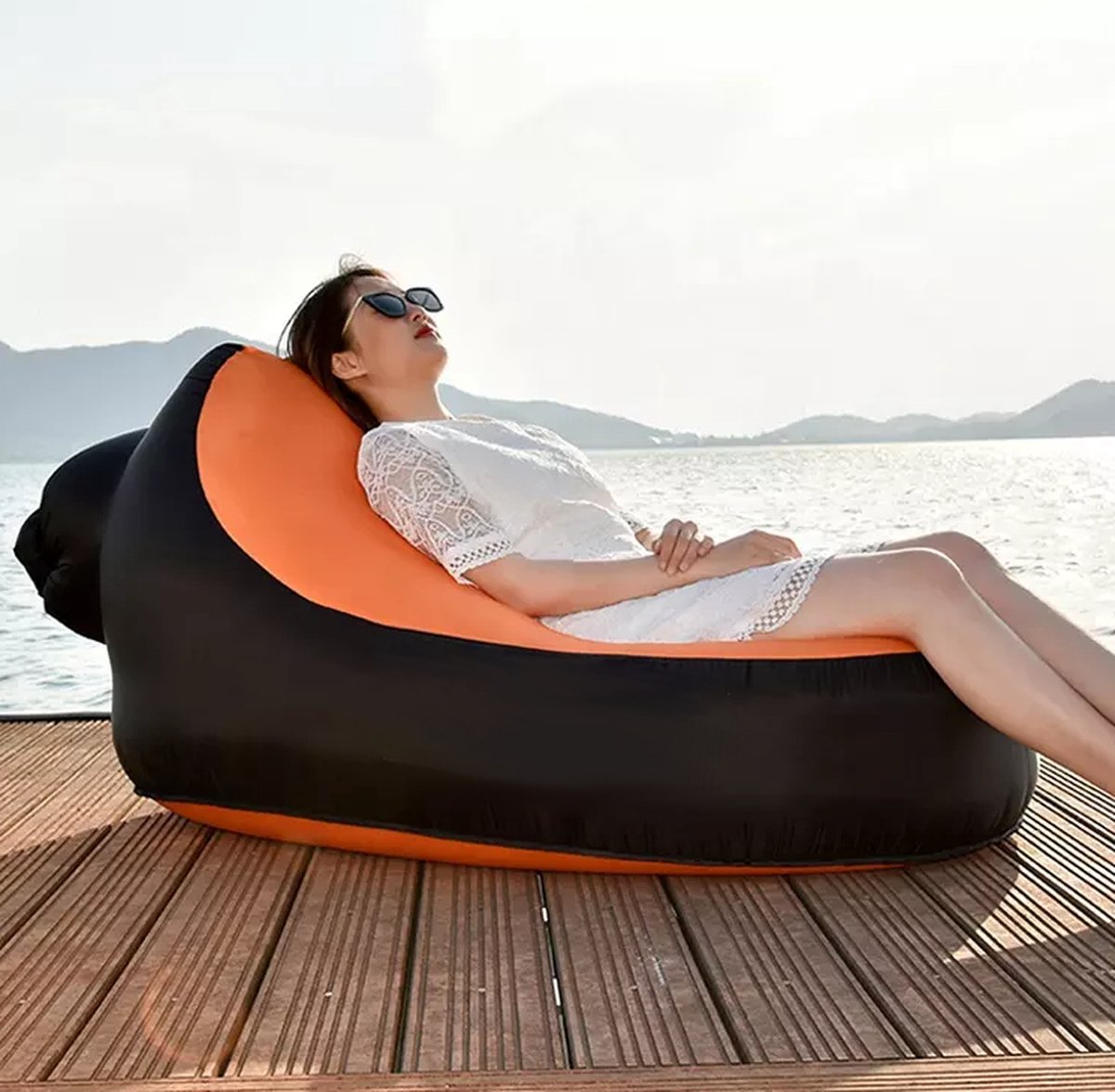 Hikr Air Lounger - Premium Airlounger 150KG - Opblaasbare zitzak zwembad - Lucht zitzak & ligbed outdoor - Luchtzak & ligzak strand