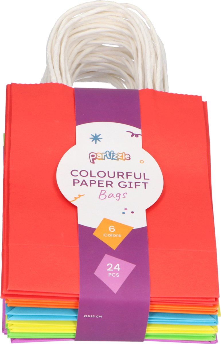 Partizzle 24x Uitdeelzakjes van Papier - Snoepzakjes voor Kinderen - Uitdeeltasjes Kinderfeestje Verjaardag - Klein Speelgoed Cadeauzakjes - Carnaval Snoep Uitdeelcadeautjes Fidget Toys Traktatie Zakjes - 21x15 cm — afbeelding 8