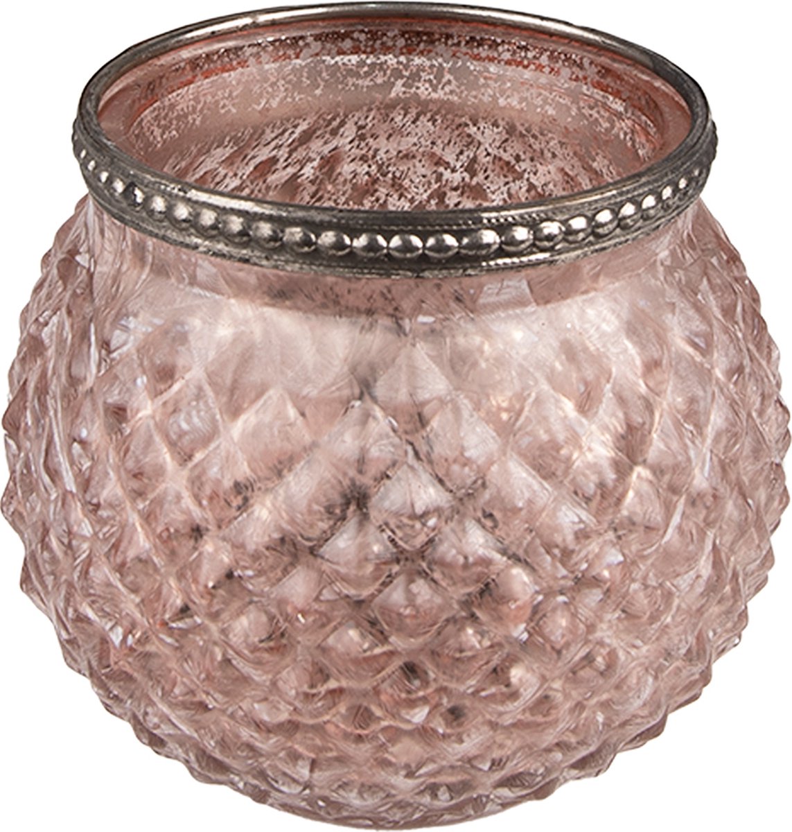 Theelichthouder Ø 10x9 cm Roze Glas