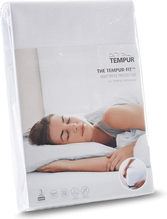 TEMPUR-FIT™ - Matrasbeschermer - Wit – 180 x 210-220 x 25 cm – Waterdicht - Warmte regulerend – Anti-huisstofmijt - Anti-Allergie