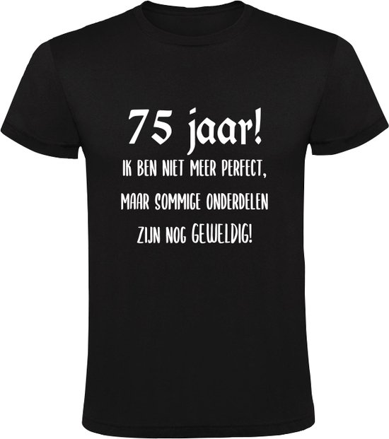 Foto: 75 jaar niet meer perfect maar sommige onderdelen zijn nog geweldig heren t shirt 75e verjaardag vijfenzeventig kado cadeau shirt