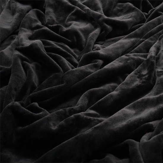 plaid noir - 200x220 cm - couverture polaire - canapé grand foulard -  couvre-lit -... | bol.com