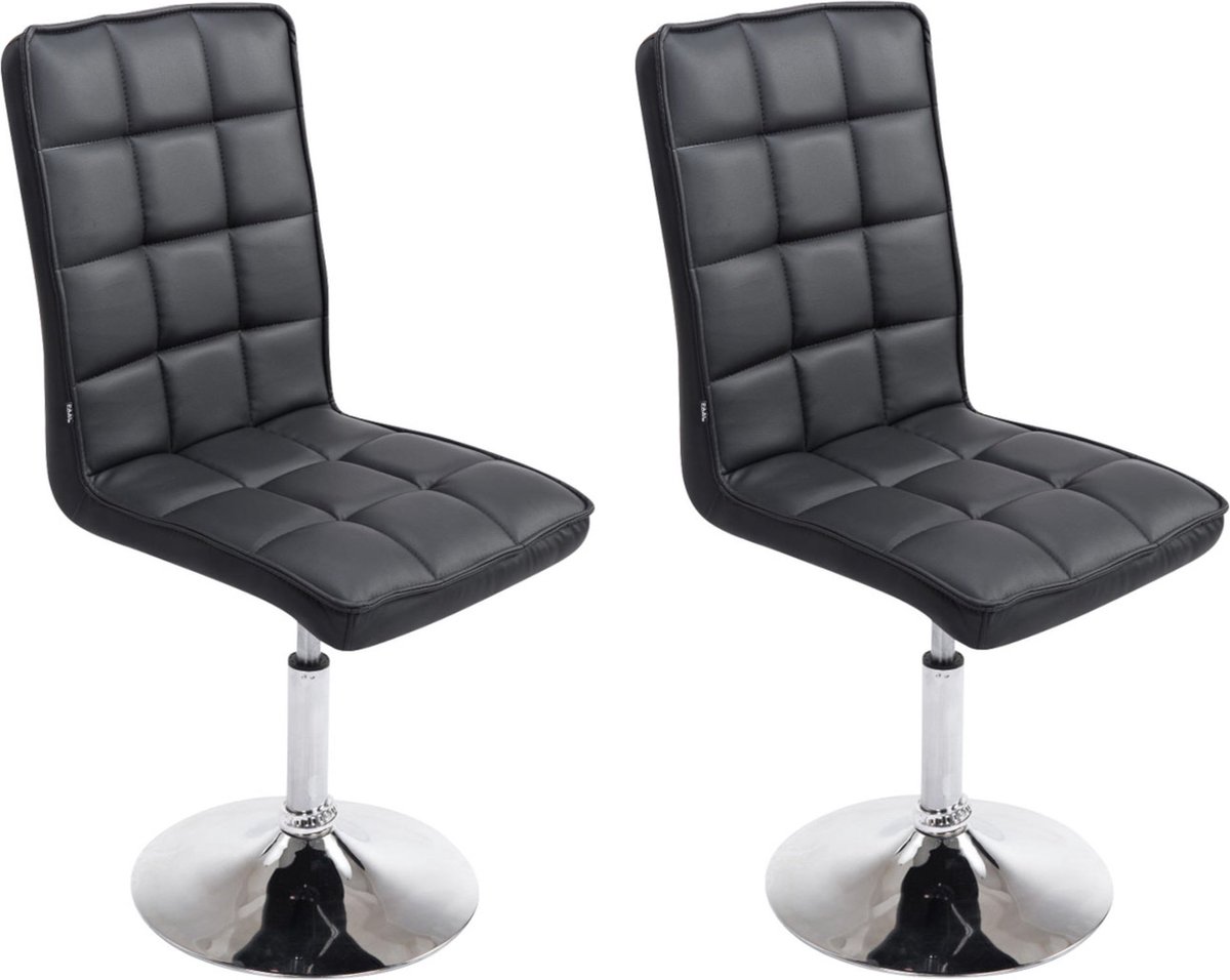 CLP Peking Set van 2 Eetkamerstoelen - Kunstleer zwart