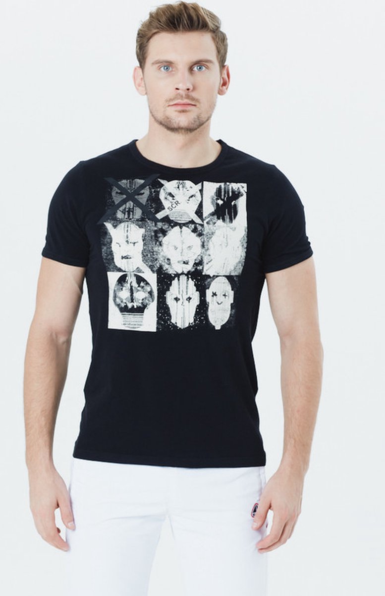 SCR. Ario T-shirt Heren - T-shirt met Print - Ronde hals - Regular fit - Zwart