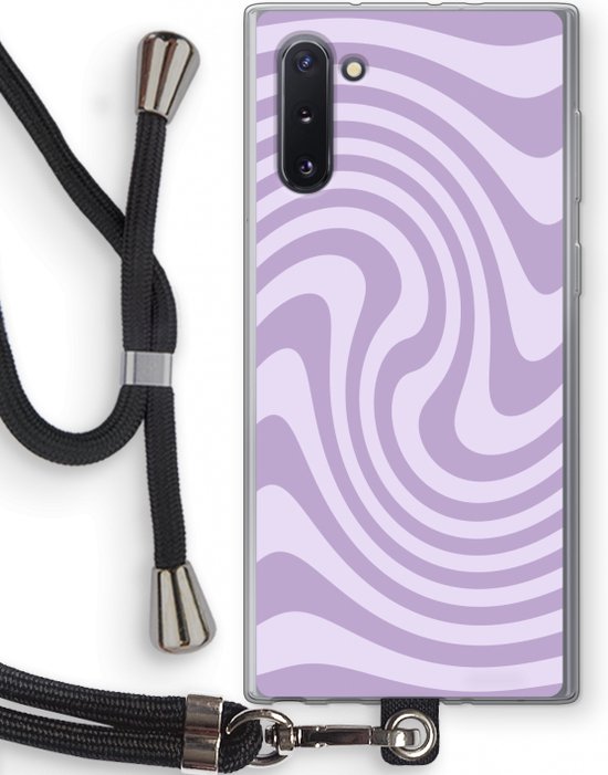 Case Company® - Coque Samsung Galaxy Note 10 avec Cordon - Violet Swirl - Protection de Téléphone avec Cordon Zwart - Tous les côtés et sur la protection des bords de l'écran