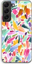 Case Company® - Hoesje geschikt voor Samsung Galaxy S22 hoesje - Watercolor Brushstrokes - Soft Cover Telefoonhoesje - Bescherming aan alle Kanten en Schermrand