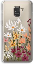 Case Company® - Hoesje geschikt voor Samsung Galaxy A8 (2018) hoesje - Painted wildflowers - Soft Cover Telefoonhoesje - Bescherming aan alle Kanten en Schermrand