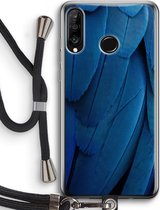 Case Company® - Hoesje met koord geschikt voor Huawei P30 Lite hoesje met Koord - Pauw - Telefoonhoesje met Zwart Koord - Bescherming aan alle Kanten en Over de Schermrand