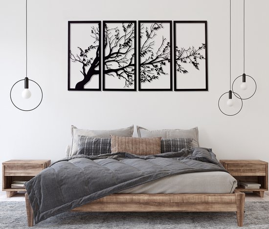 Décoration murale en bois d'arbre de vie - en noir doré - 3D - Décoration  moderne - Pour la maison, le bureau, la chambre, le salon : :  Cuisine et Maison