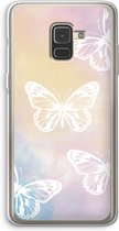 Case Company® - Hoesje geschikt voor Samsung Galaxy A8 (2018) hoesje - White butterfly - Soft Cover Telefoonhoesje - Bescherming aan alle Kanten en Schermrand