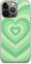 Case Company® - Hoesje geschikt voor iPhone 13 Pro hoesje - Hart Groen - Soft Cover Telefoonhoesje - Bescherming aan alle Kanten en Schermrand