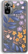 Case Company® - Hoesje geschikt voor Xiaomi Redmi Note 10S hoesje - Flowers with blue leaves - Soft Cover Telefoonhoesje - Bescherming aan alle Kanten en Schermrand