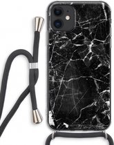 Case Company® - Hoesje met koord geschikt voor iPhone 11 hoesje met Koord - Zwart Marmer - Telefoonhoesje met Zwart Koord - Extra Bescherming aan alle Kanten en Over de Schermrand