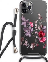 Case Company® - Hoesje met koord geschikt voor iPhone 11 Pro hoesje met Koord - Mooie bloemen - Telefoonhoesje met Zwart Koord - Extra Bescherming aan alle Kanten en Over de Schermrand