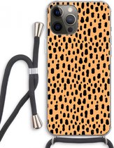 Case Company® - Hoesje met koord geschikt voor iPhone 12 Pro Max hoesje met Koord - Panter - Telefoonhoesje met Zwart Koord - Extra Bescherming aan alle Kanten en Over de Schermrand