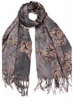 Sjaal print - effen herfst/winter 180/70cm grijs