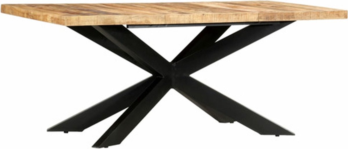 vidaXL Eettafel - 180x90x76 - cm - massief - ruw - mangohout Lichtbruin