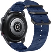 Strap-it Smartwatch bandje 20mm - nylon gesp band geschikt voor Samsung Galaxy Watch 1 42mm / Galaxy Watch 3 41mm / Galaxy Watch Active & Active 2 / Gear Sport / Galaxy Watch 4 & 4 Classic / Watch 5 & 5 Pro / Watch 6 / 6 Classic - blauw