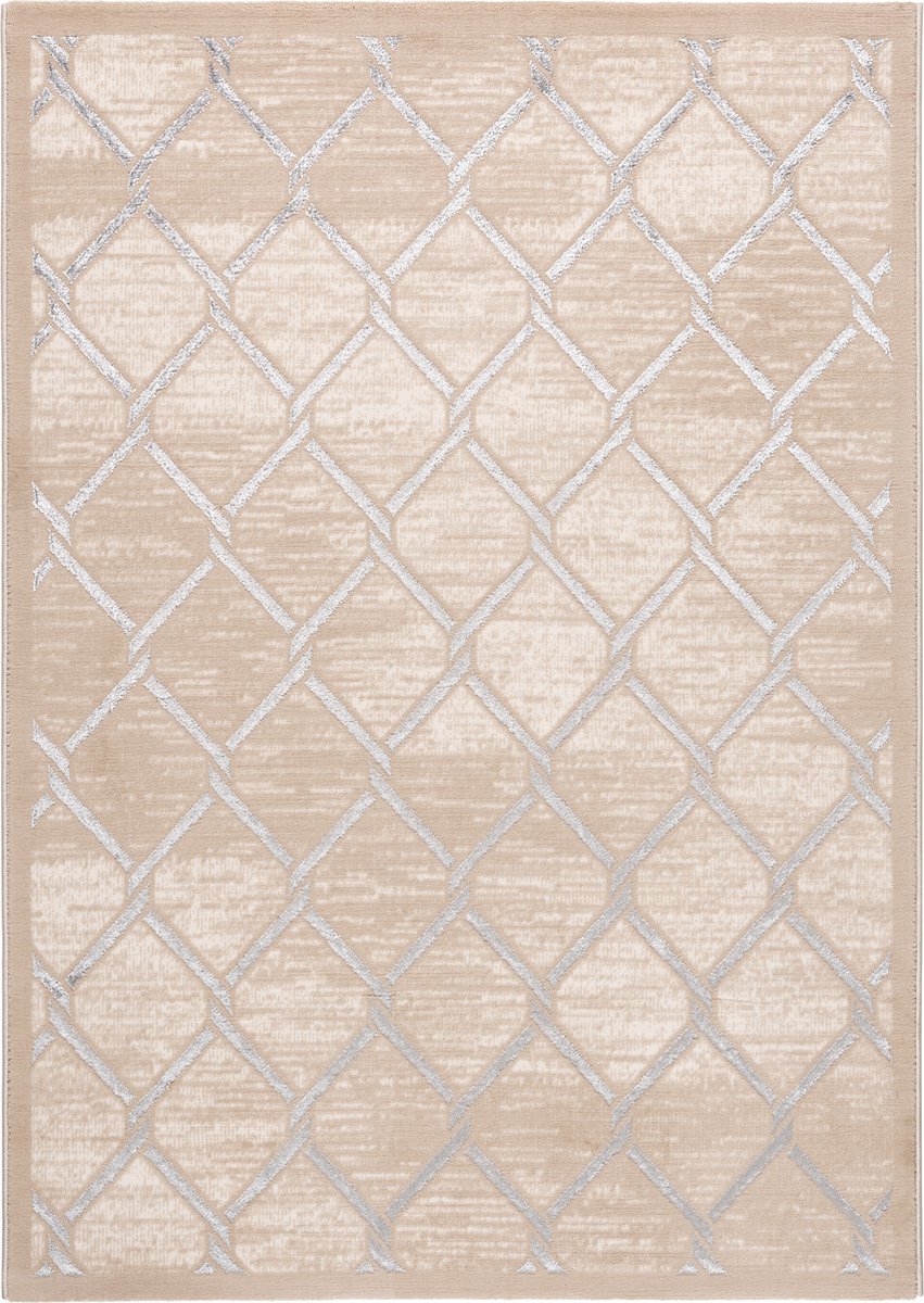 Flycarpets Ruby Wasbaar Vintage Vloerkleed - Crème / Zwart - Laagpolig