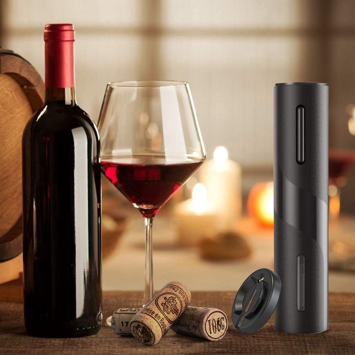 Acheter Ouvre-bouteille de vin rouge électrique, tire-bouchon automatique  Rechargeable par USB avec coupe-feuille, outil d'ouverture de bouteilles de  vin et de Champagne, accessoire de vin