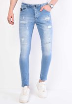 Heren Slim Fit Jeans met Scheuren - 1058 - Blauw