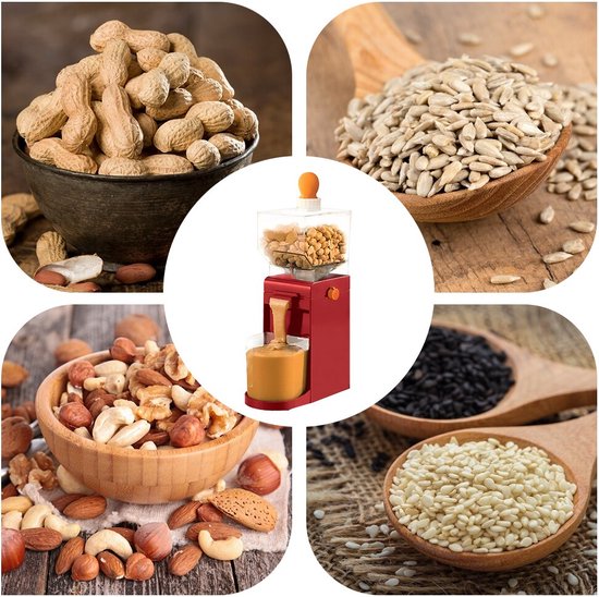 Pindakaasmaker Notenmolen, Elektrische Graanmolen Notenbotermachine, Sesamsausmolen, Graanmolenmolen voor Aardnootamandelen Cashewnoten Hazelnoten (EU-stekker 220V 50Hz