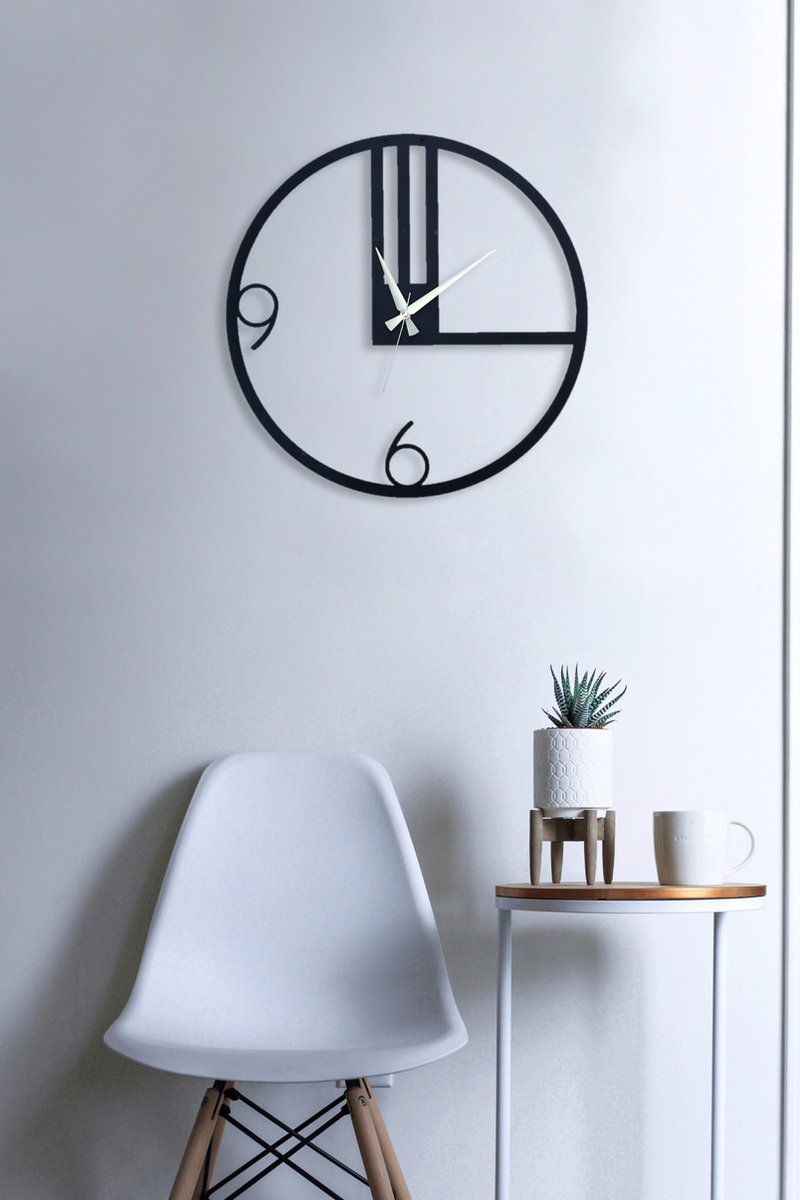 Wandklok 50 cm Zwart Bruin Wereldkaart | Toonies woondeco