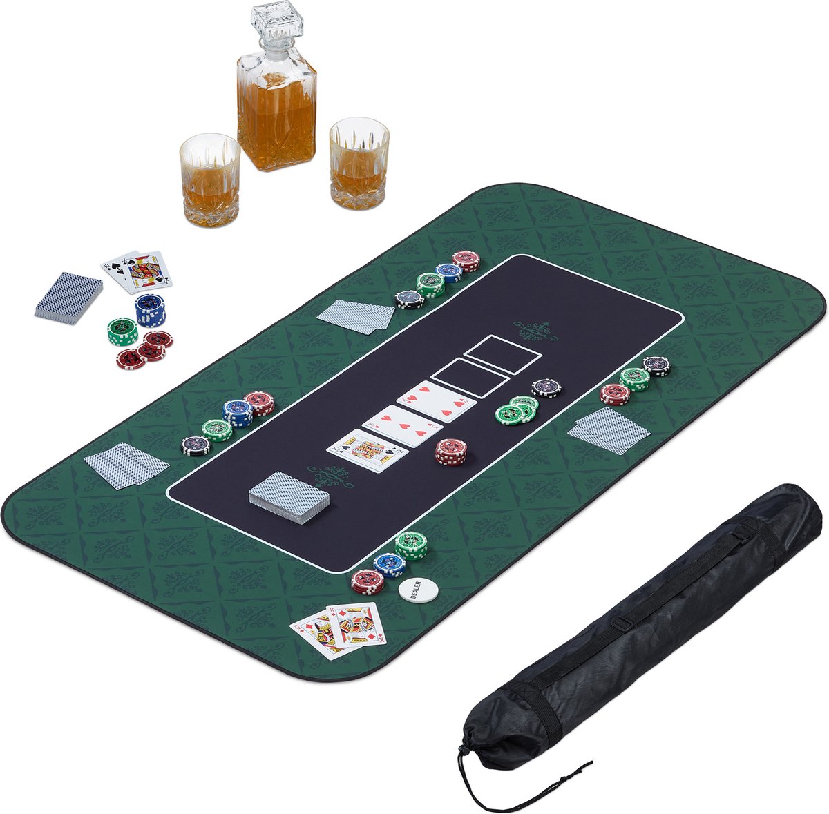 Cepewa Poker Tapis de poker pliable en feutre 100 % polyester Vert