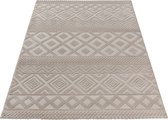 SEHRAZAT Vloerkleed- Oosters tapijt Luxury Reliëfstructuur, woonkamer, geodriehoek patroon, beige 80X150 cm