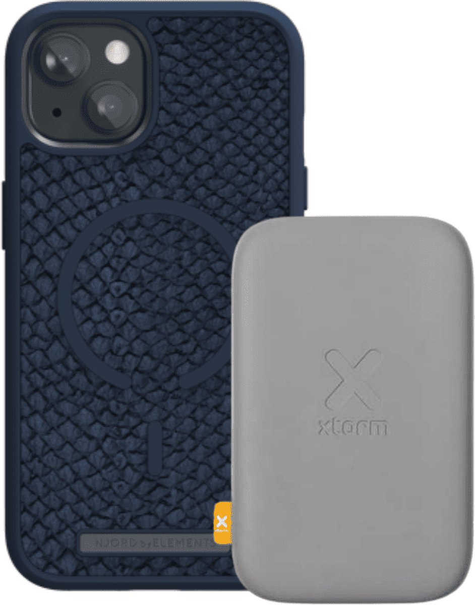 Njord byELEMENTS iPhone 13 Pro Max hoesje - Telefoonhoesje + Xtorm Magnetic Wireless 5000mAh Powerbank - Blauw