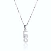 ICYBOY 18K Roestvrije Stalen Ketting Met Zodiac Sterrenbeeld Letters Pendant [Leeuw] [45 cm] Silver Plating Stainless Steel Letter Necklace Vertical Horoscope Necklace