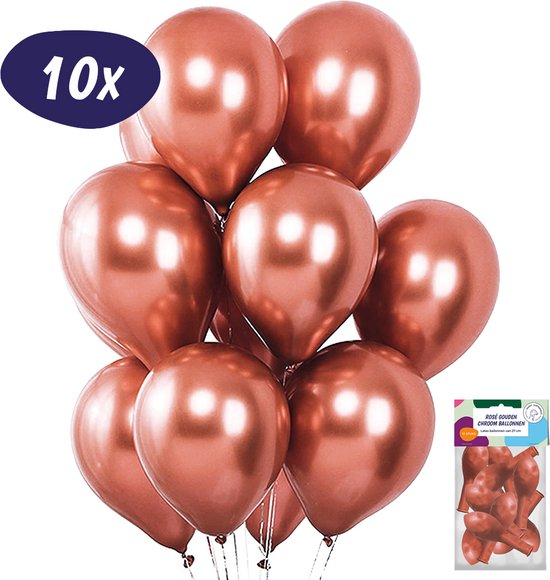 Rose Goud Ballonnen - Sweet 16 Versiering - Chroom Metallic Ballon - Unicorn Verjaardag Feestje - Chrome Ballon - Rose Gold Balloons - Latex Helium Ballonnenset - Geschikt voor Ballonnenboog en Pilaar – Eenhoorn Decoratie - 10 stuks