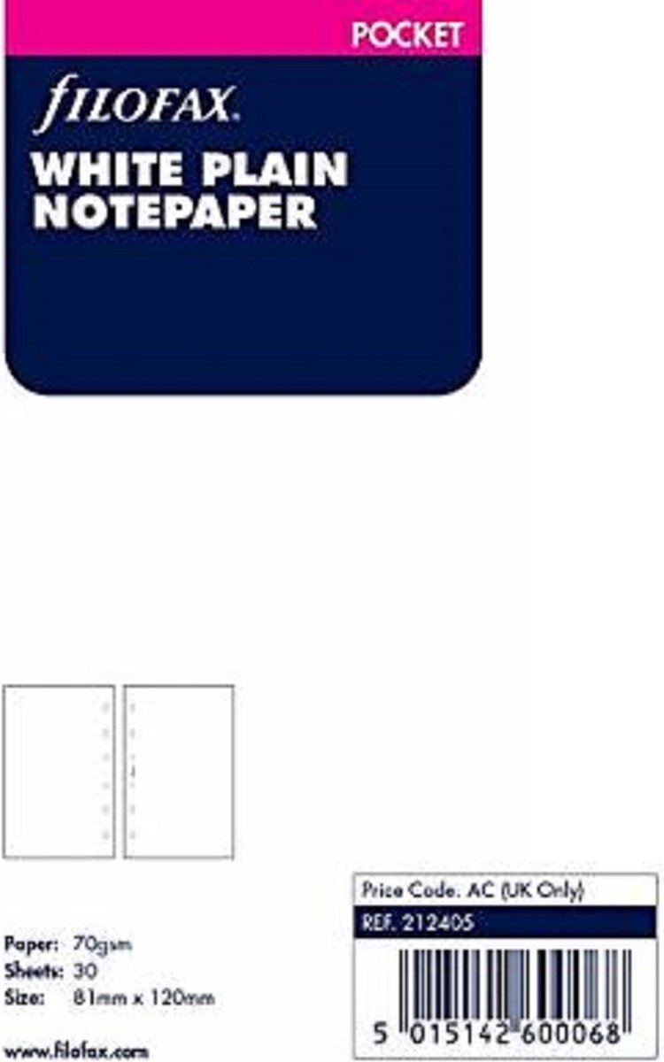 Filofax Persoonlijk Wit Plain Notitiepapier Voordeelpakket