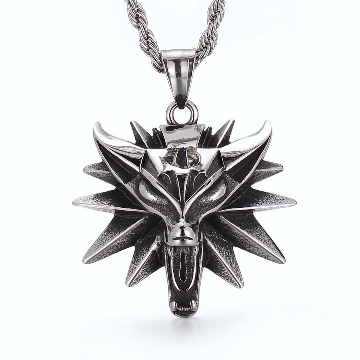ICYBOY Viking Mjolnir Rune Amulet Roestvrije Stalen Pendant [Wolf Variant 1] Kalen Nordic Norse Viking Jewelry Stainless Steel