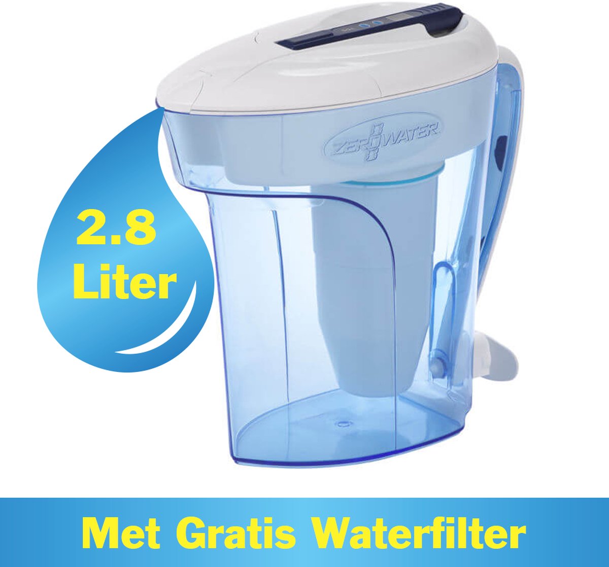 Pichet à eau ZeroWater - avec compteur TDS - 2,8 L.
