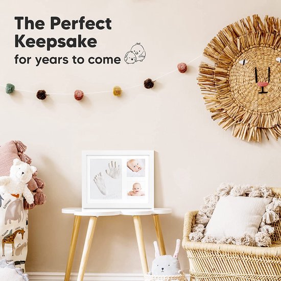 Baby Fotolijsten - Baby Art - Klei Afdruk Baby Voet en Hand - Babyshower - Wit van Baby Art — afbeelding 2