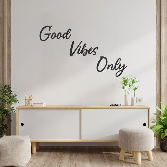 Wanddecoratie - Good Vibes Only - Hout - Wall Art - Muurdecoratie - Zwart