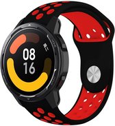 Strap-it Siliconen sport bandje - geschikt voor Xiaomi Watch S1 (Active/Pro) / Watch 2 Pro / Watch S3 / Mi Watch / Amazfit Balance / Amazfit Bip 5 - zwart/rood