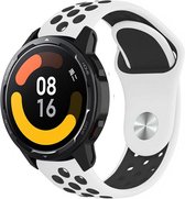 Strap-it Siliconen sport bandje - geschikt voor Xiaomi Watch S1 / Watch S1 Pro / Watch 2 Pro / S1 Active / Xiaomi Mi Watch - wit/zwart
