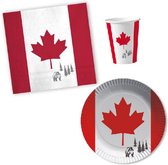 Tafel dekken versiering set vlag Canada thema voor 32x personen - Bekertjes - Bordjes - Servetten