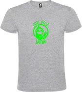 Grijs T shirt met print van " Just Do It Later " print Neon Groen size XXXL