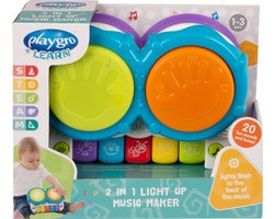 Playgro 2 in 1 Muziekmaker met geluid en licht - Djembee - Baby Speelgoed Muziekinstrument - Baby speelgoed - Muziekinstrument voor Baby - Interactief speelgoed Baby - Educatief speelgoed - Kraam Cadeau- Speelgoed met licht en geluid