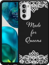 Motorola Moto G52 Hoesje Zwart Made for queens - Designed by Cazy