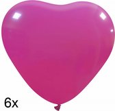 Hartjes ballonnen Pink / donkerroze, 6 stuks, 25 cm