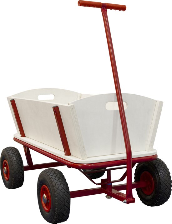 Sunny Billy Beach Wagon Bolderkar Rood - Blank hout - Bolderwagen met luchtbanden - 94x61x97cm van Sunny Billy — afbeelding 2