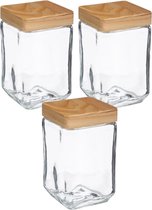 3x pcs boîtes de conservation/bocaux de conservation 1,7L verre avec couvercle en bois - 1700 ml - Bocaux de conservation de conservation avec fermeture hermétique