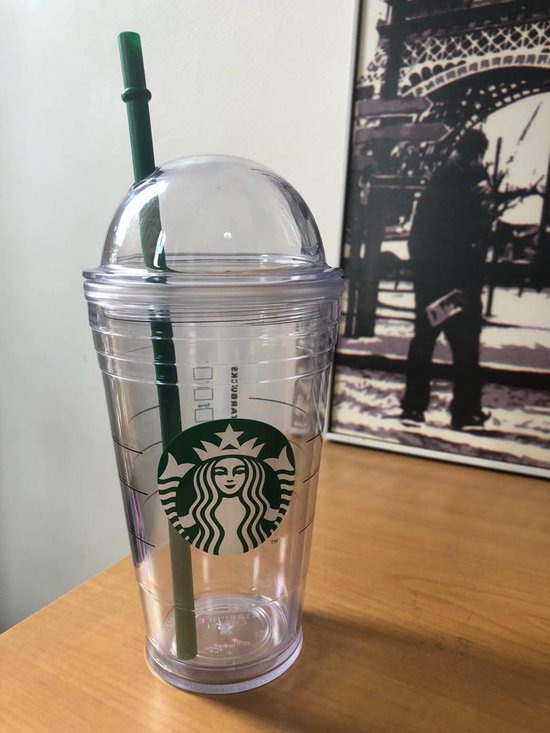 Starbucks Frappuccino 16oz/473ml Grande Cold Cup Clear Tumbler Dome Lid with Straw