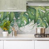 Crearreda - Keukenwand Sticker Tropische Bladeren - Monstera - Big XL - (240 x 60 cm)